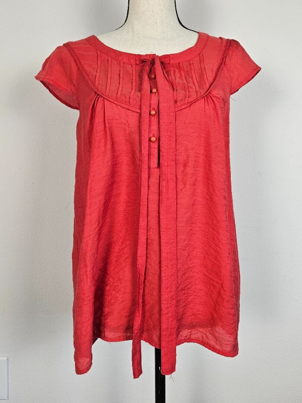 Antilia Femme Women's Short Sleeve Red Blouse Size Large